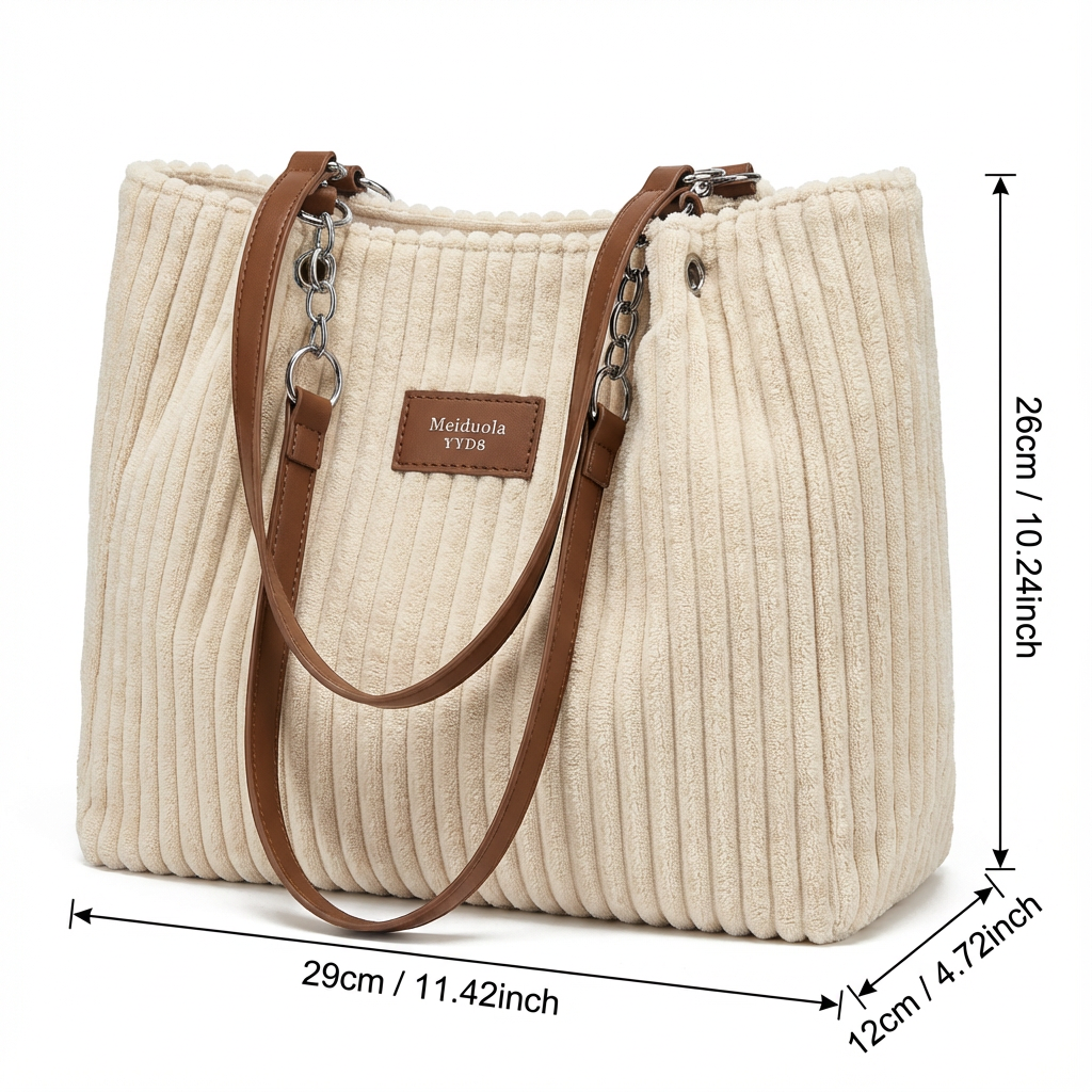 The Corduroy Tote Khaki - Classic Elegance Reimagined