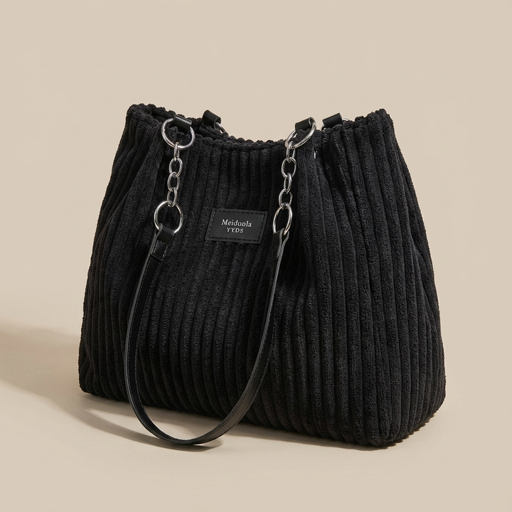 The Corduroy Tote Black - Classic Elegance Reimagined