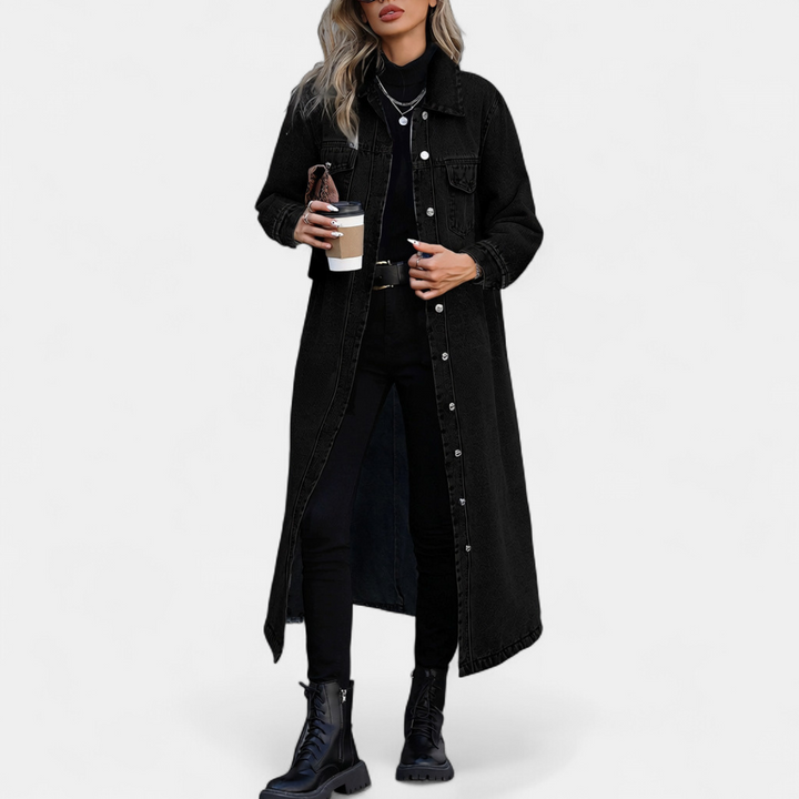 Rowena oversized long denim coat for women