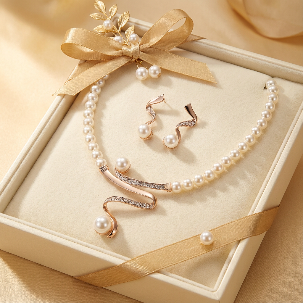 Pearl Necklace &amp; Earrings Set