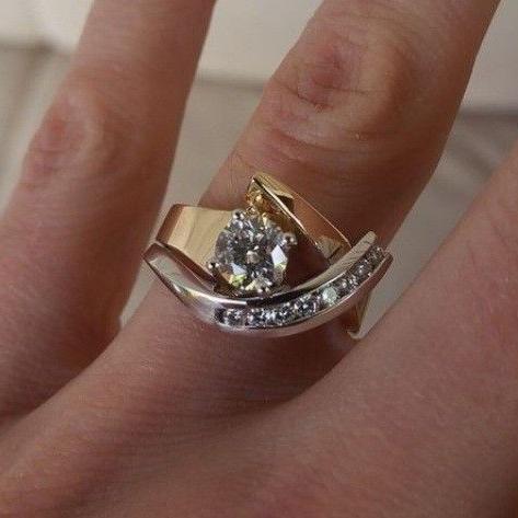 Irregular Gold &amp; Silver Zirconia Ring