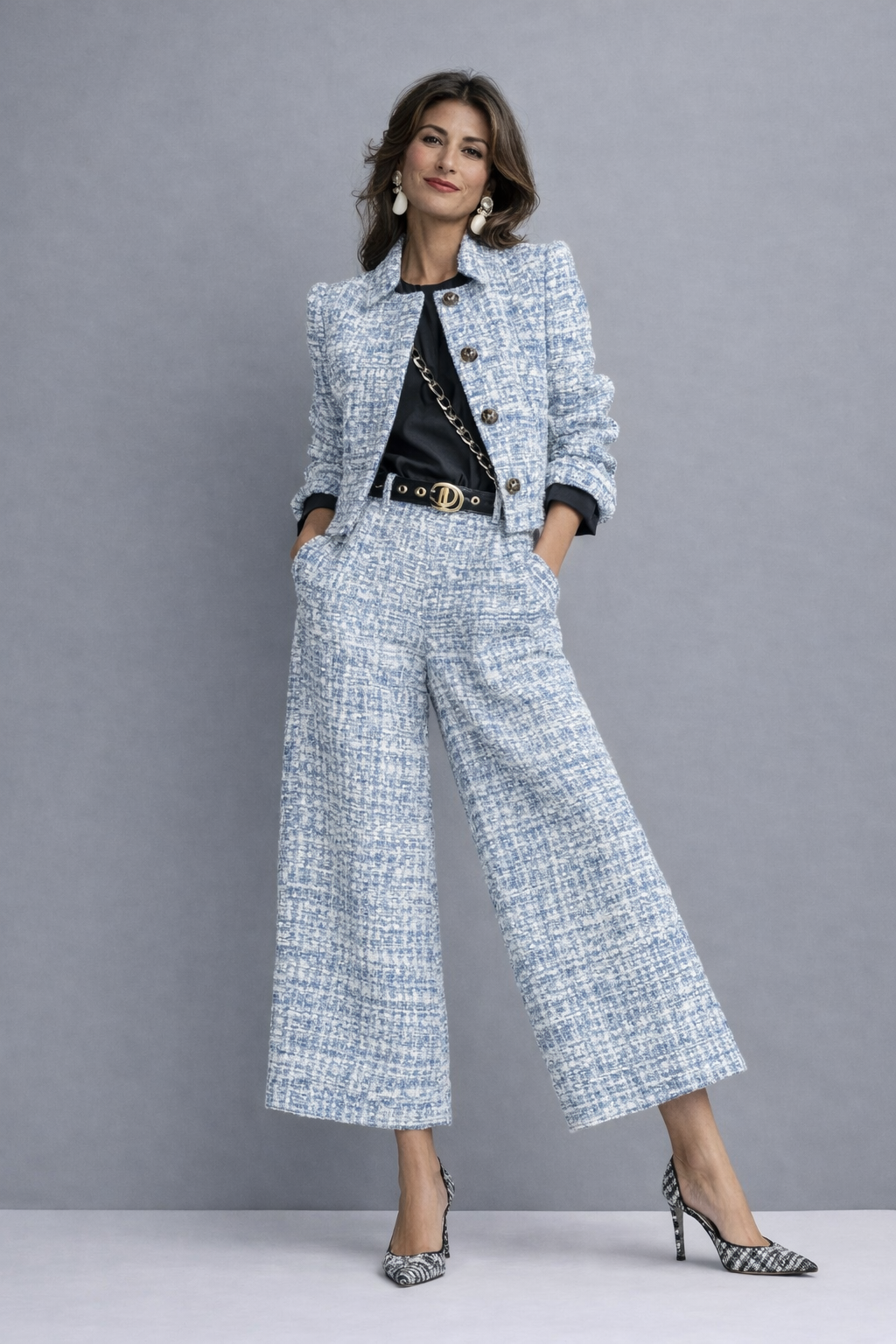 Luciana tweed jacket and wide-leg trouser set for women
