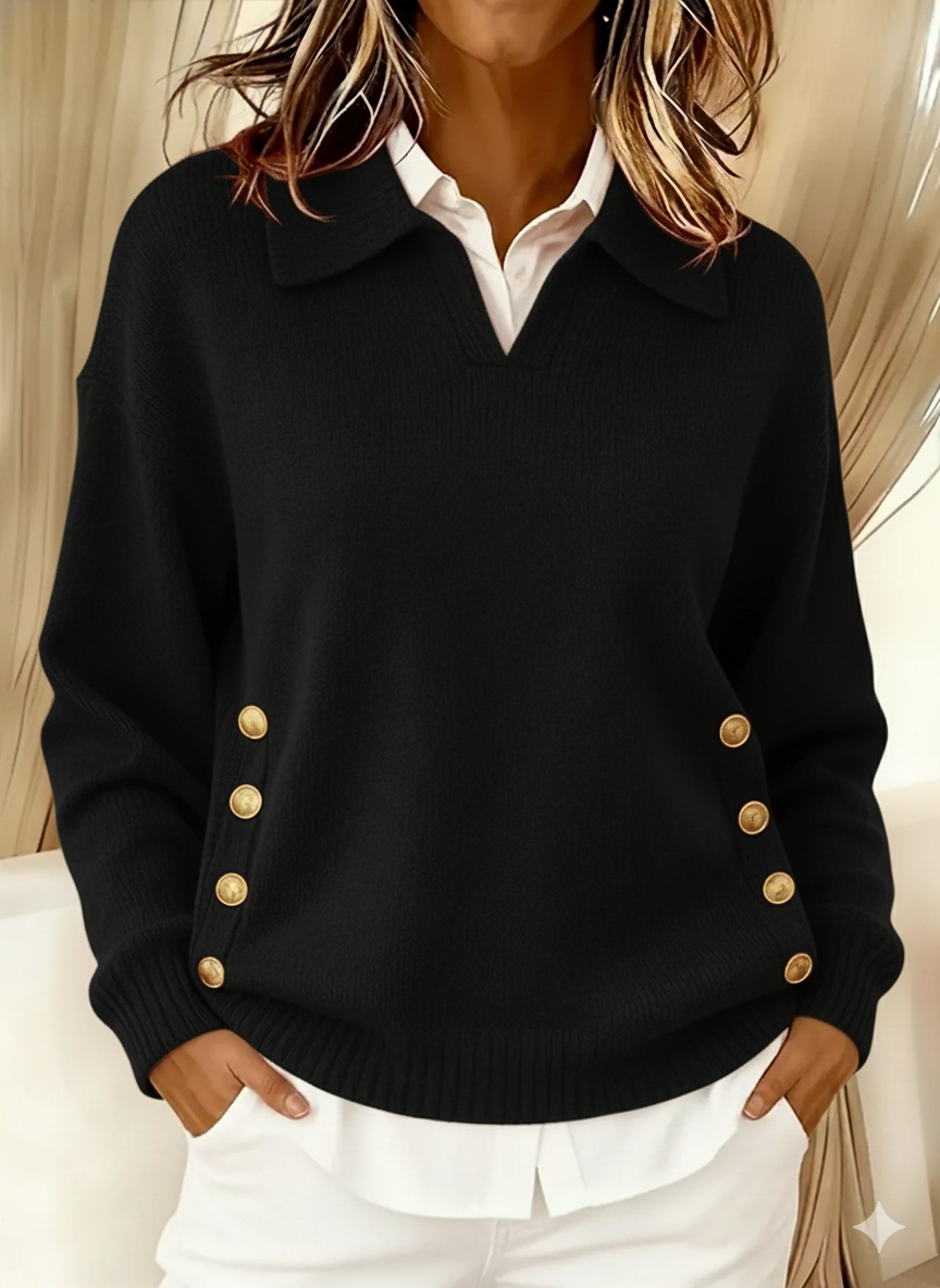 Vicenta button polo sweater for women