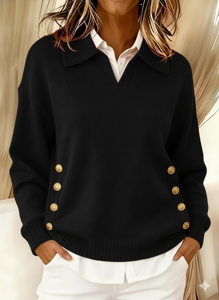 Vicenta button polo sweater for women