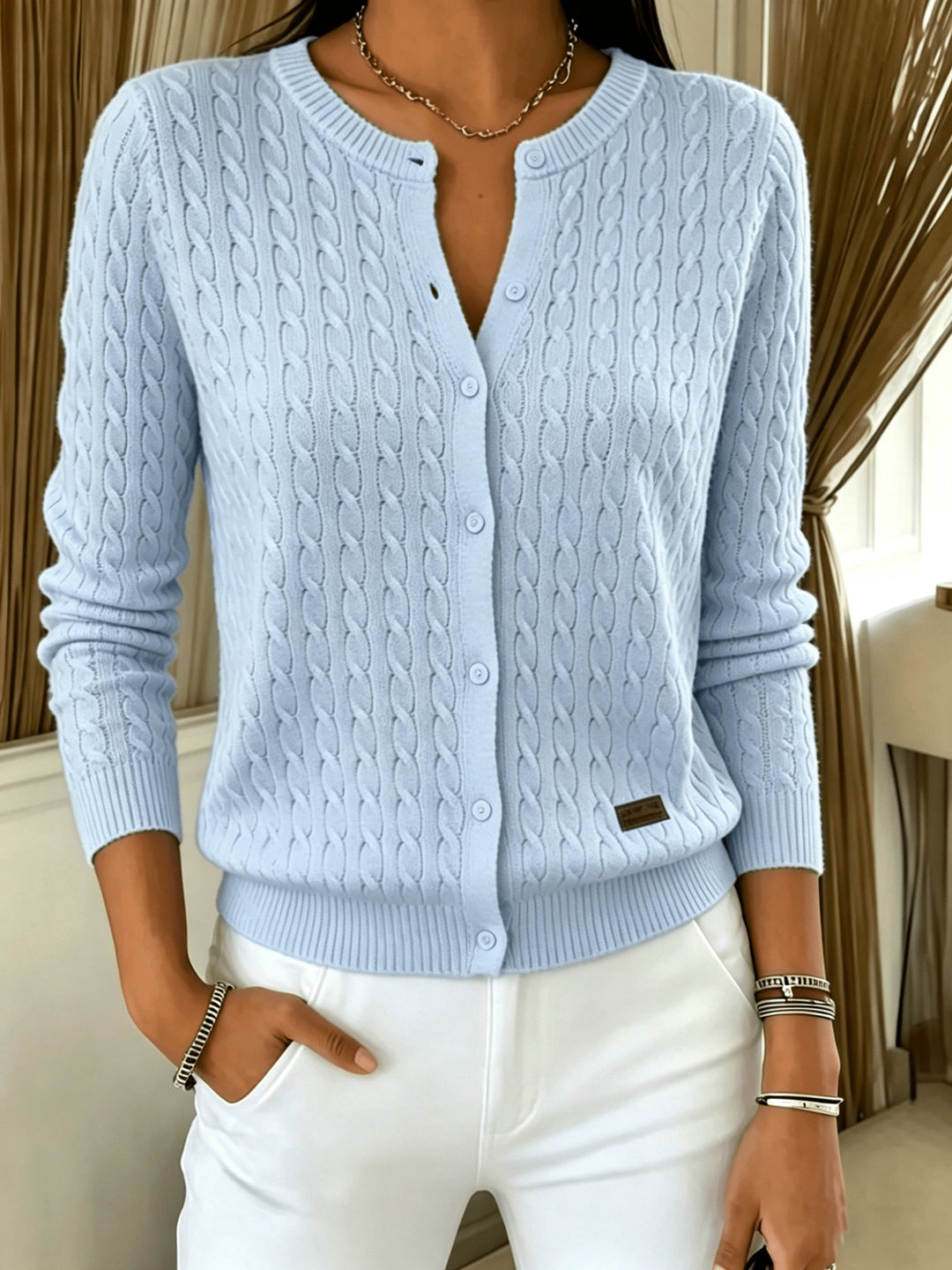 Augustine cable knit button cardigan for women