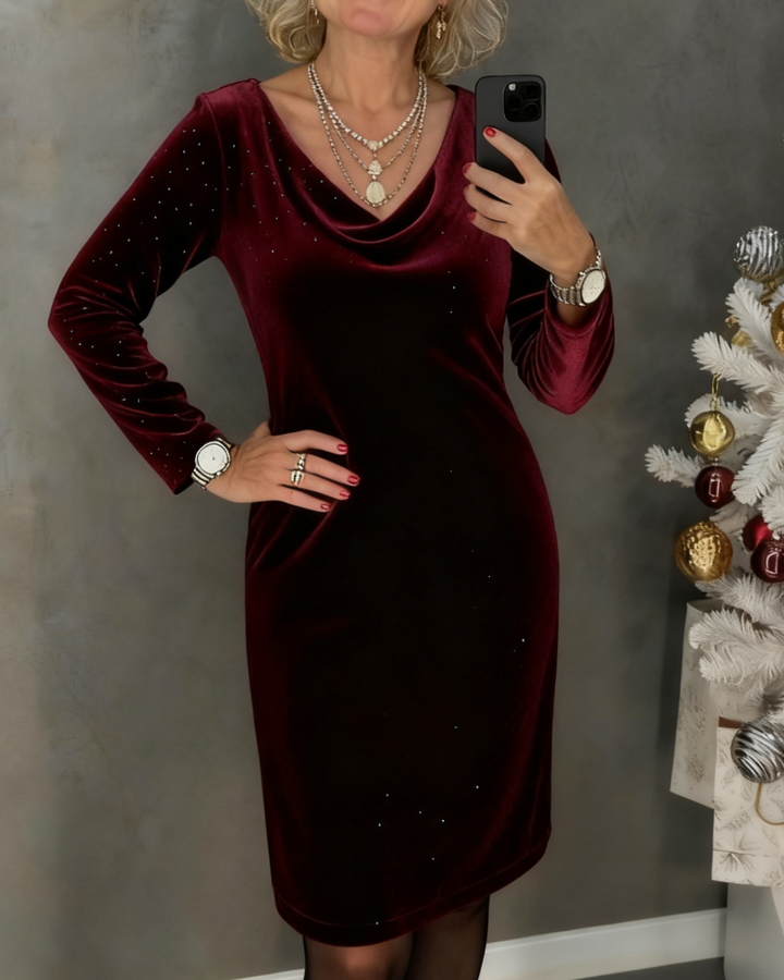 Aubrey | Sleek, Shimmering Finish Straight-Cut Dress
