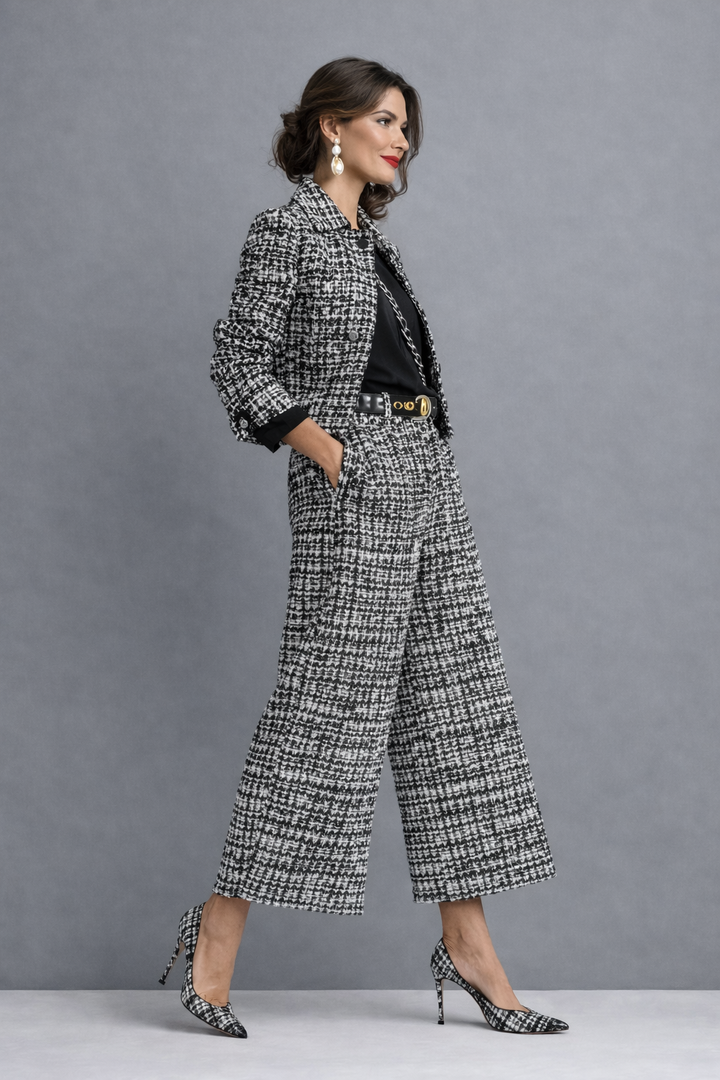 Luciana tweed jacket and wide-leg trouser set for women