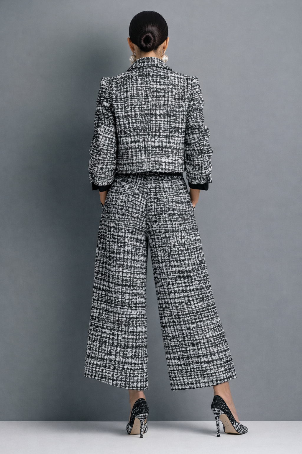 Luciana tweed jacket and wide-leg trouser set for women