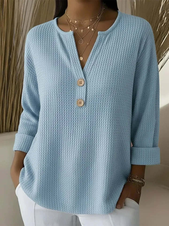 Lucia waffle henley top for women