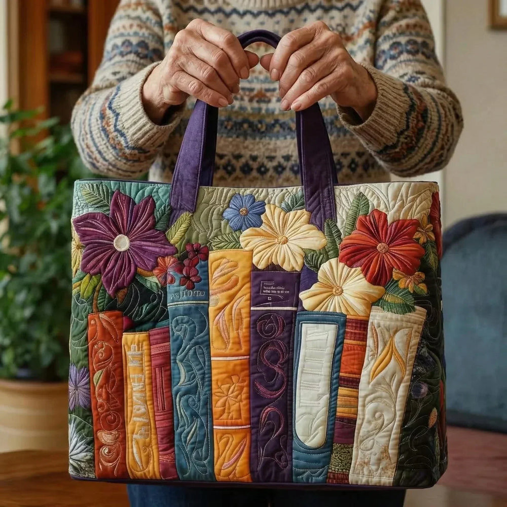 Book Lover's handmade quilted tote for women