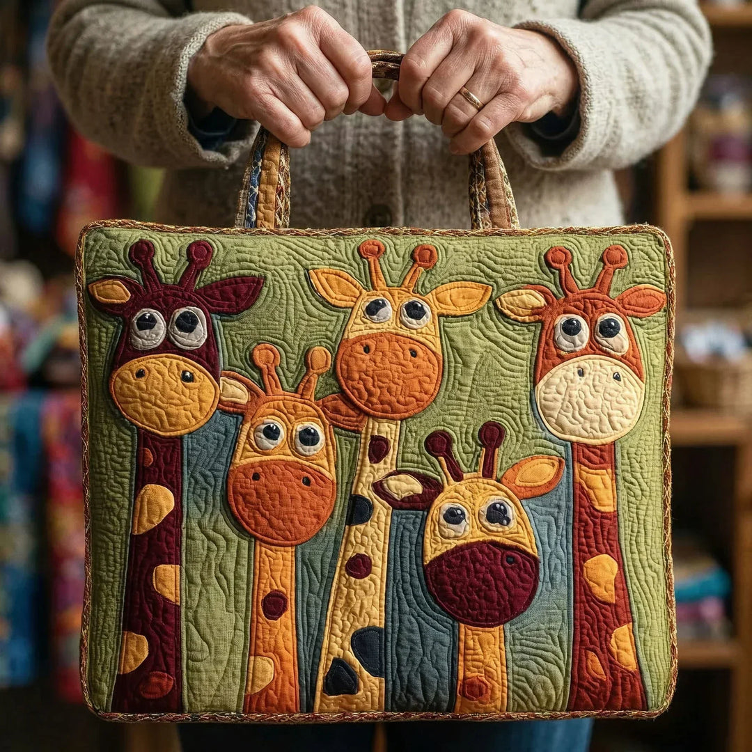 Giraffe handmade quilted tote for women