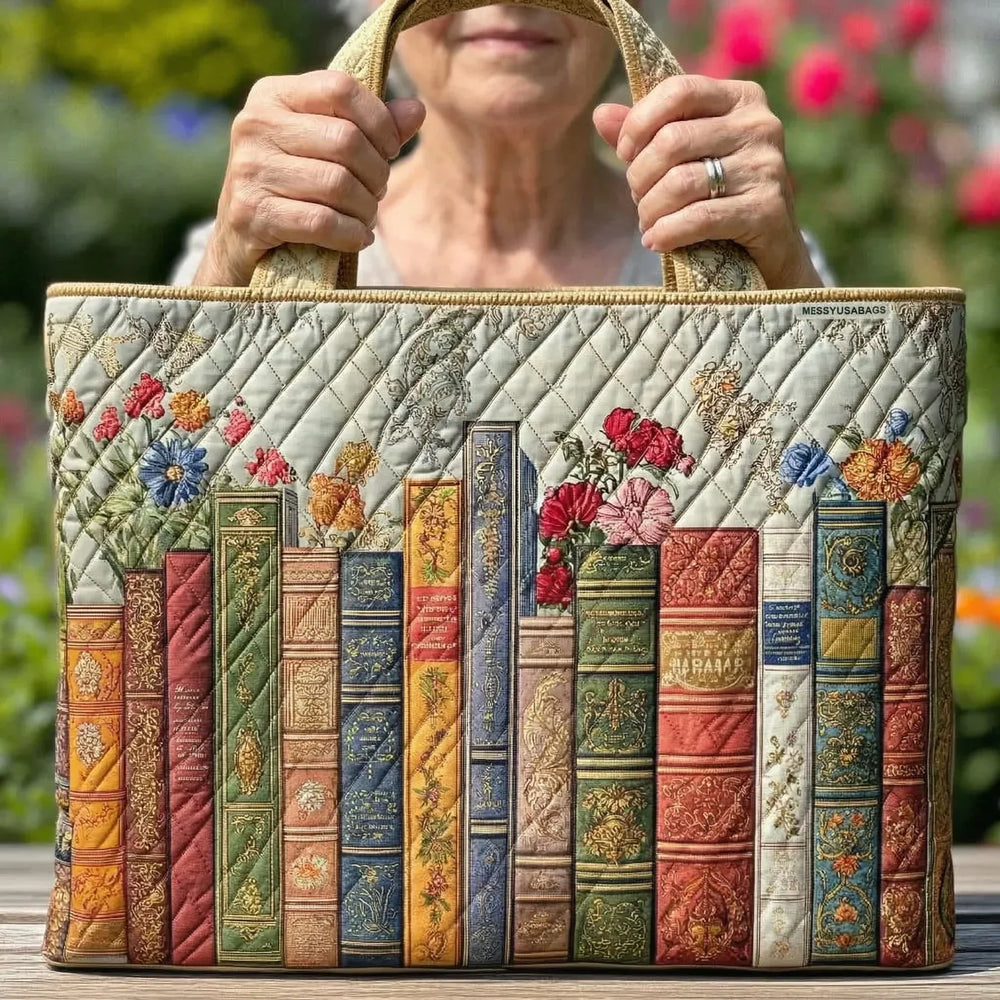 Magical Library quilted tote for women