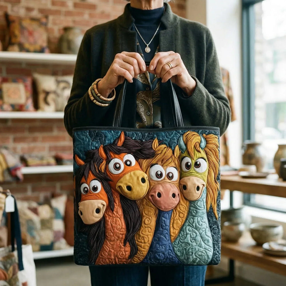 Magical Ponies quilted tote for women