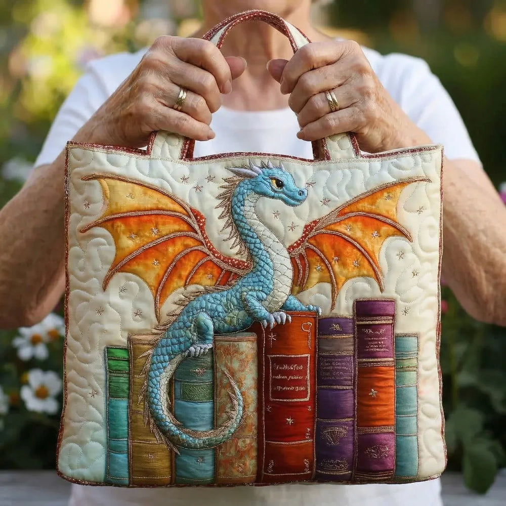 Book Guardian Dragon quilted tote for women
