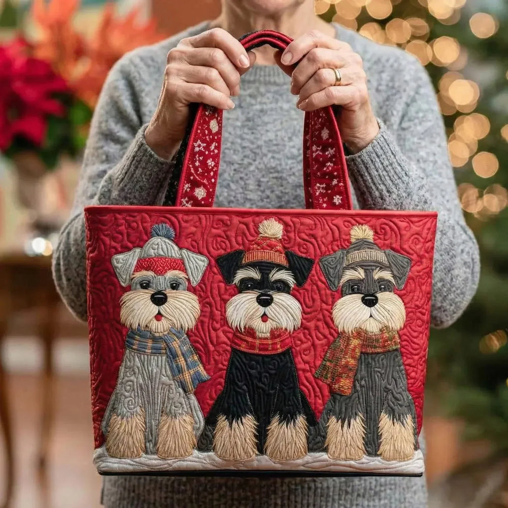 Schnauzer Trio quilted tote for women