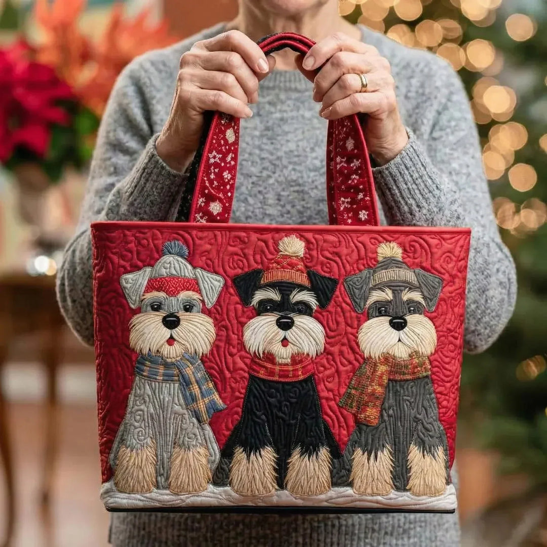 Schnauzer Trio quilted tote for women