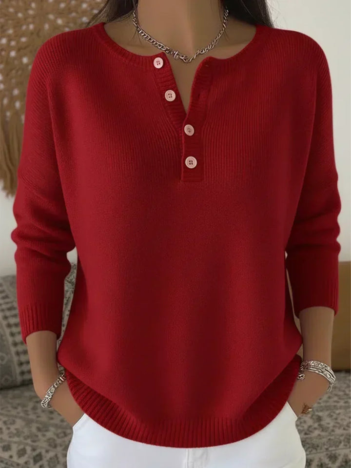 Herminia henley knit sweater for women