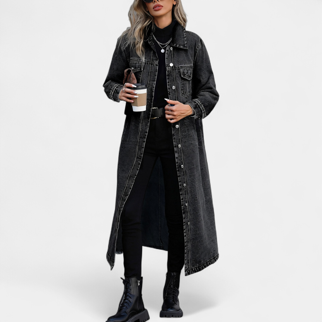 Rowena oversized long denim coat for women