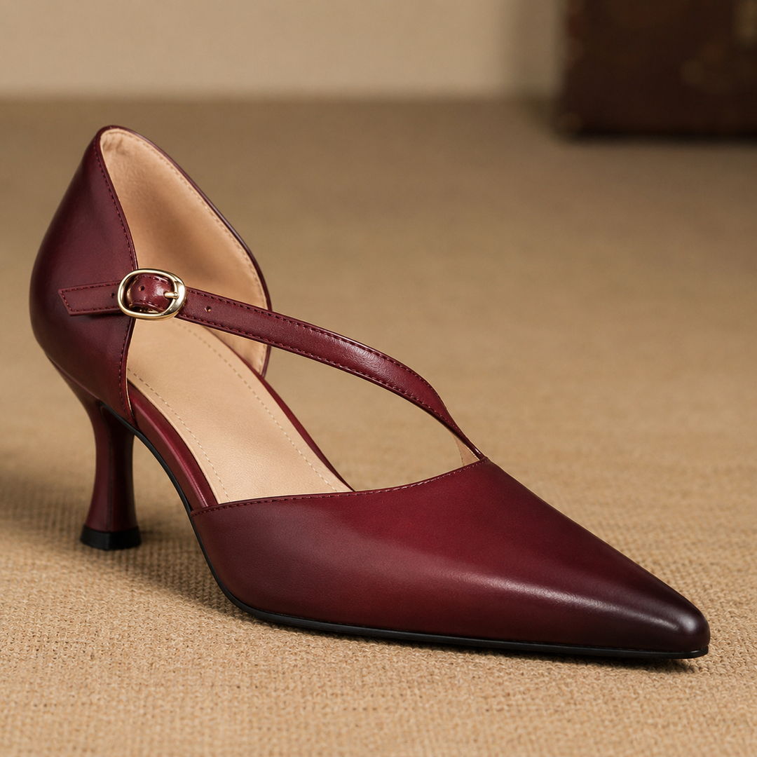 Avena genuine leather crossover strap heels for women