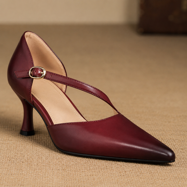 Avena genuine leather crossover strap heels for women
