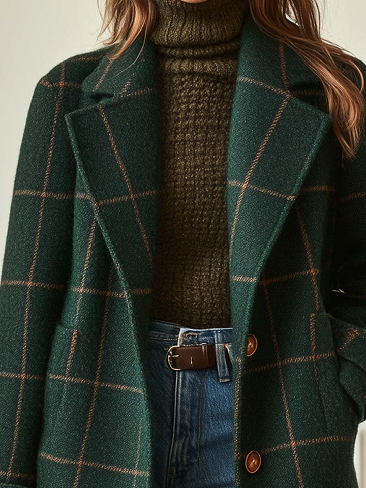 Elowen plaid wool-blend long coat for women