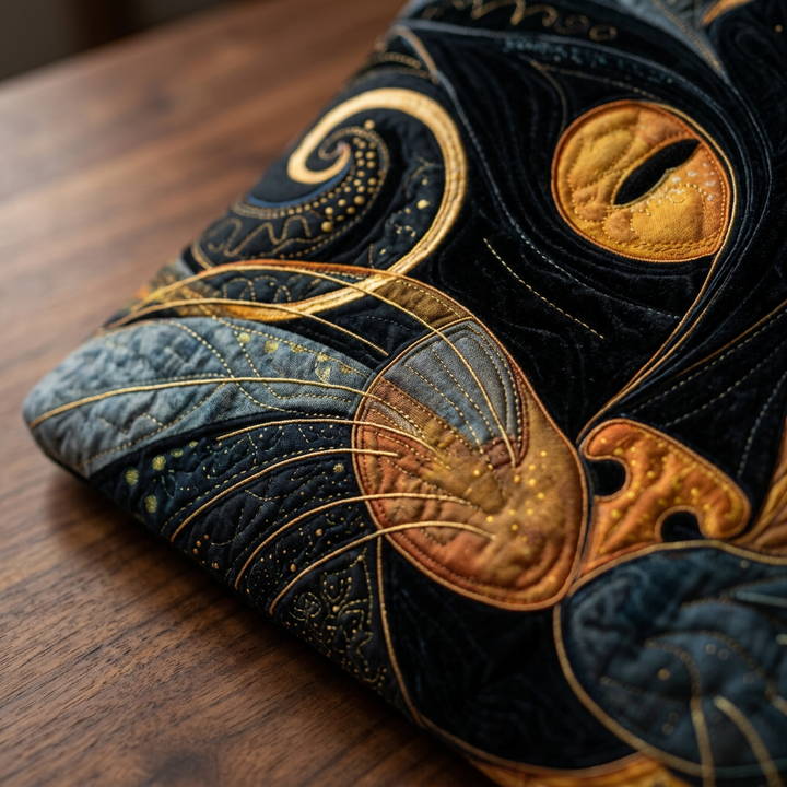 Mysterious Cat quilted tote for women