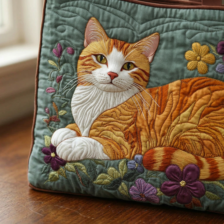 Ginger Cat quilted tote for women