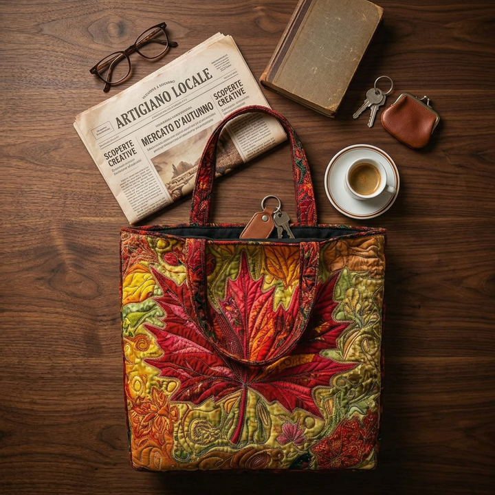 Maple at Sunset handmade quilted tote for women