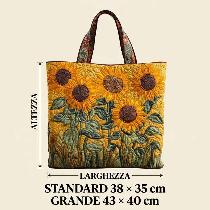 Sunflower handmade quilted tote for women