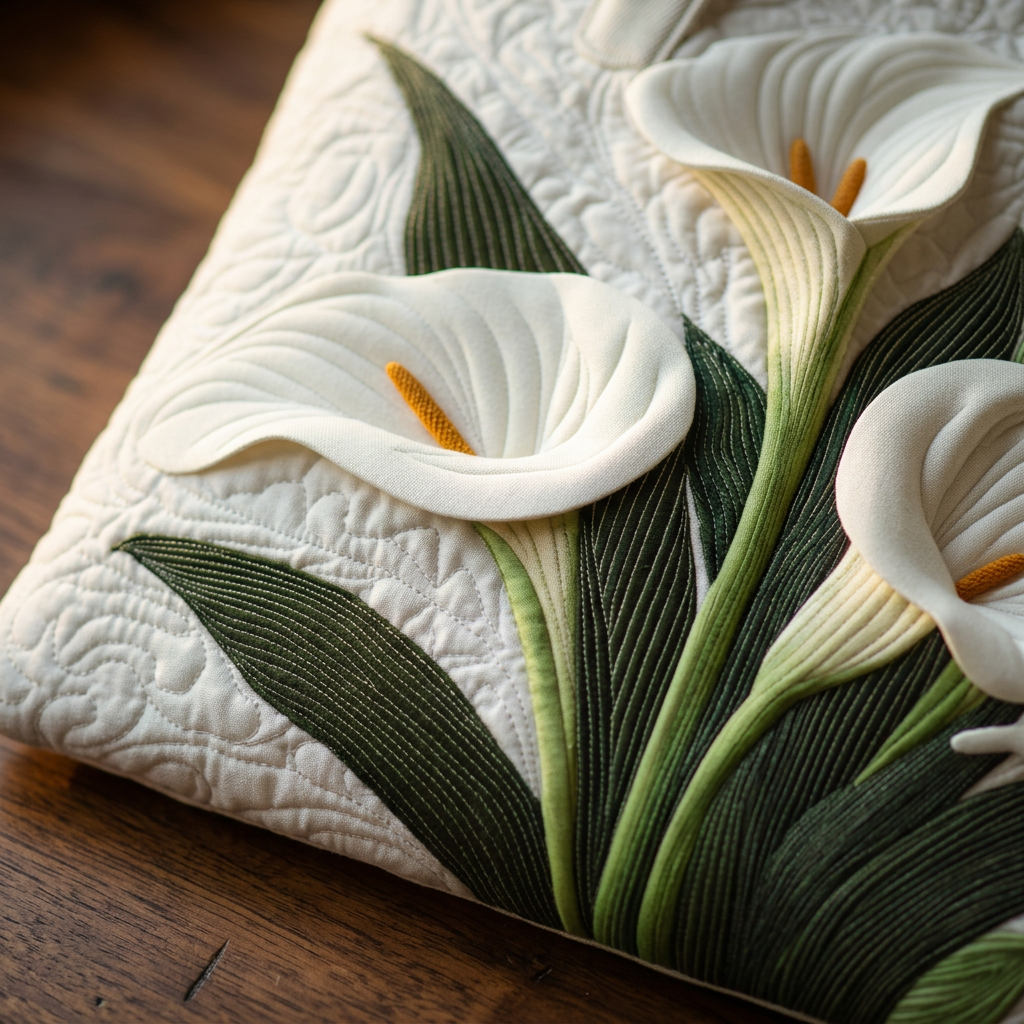 White Calla Lilies handmade quilted tote for women