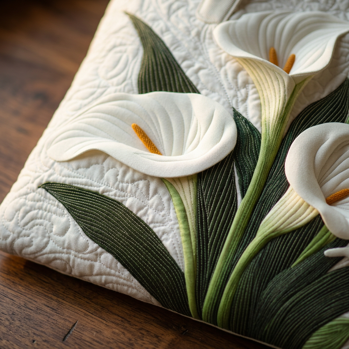 White Calla Lilies handmade quilted tote for women