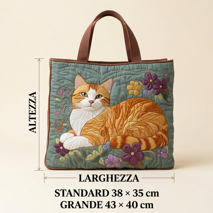 Ginger Cat quilted tote for women
