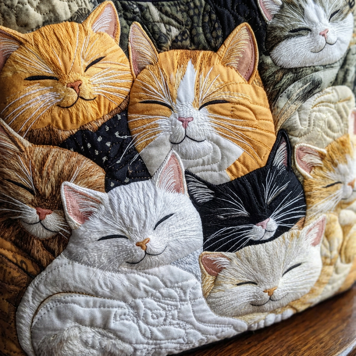 Sleeping Kittens quilted tote for women