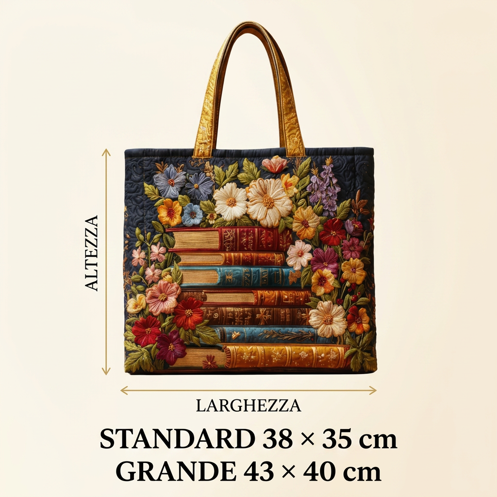 Floral Print &amp; Books quilted tote for women