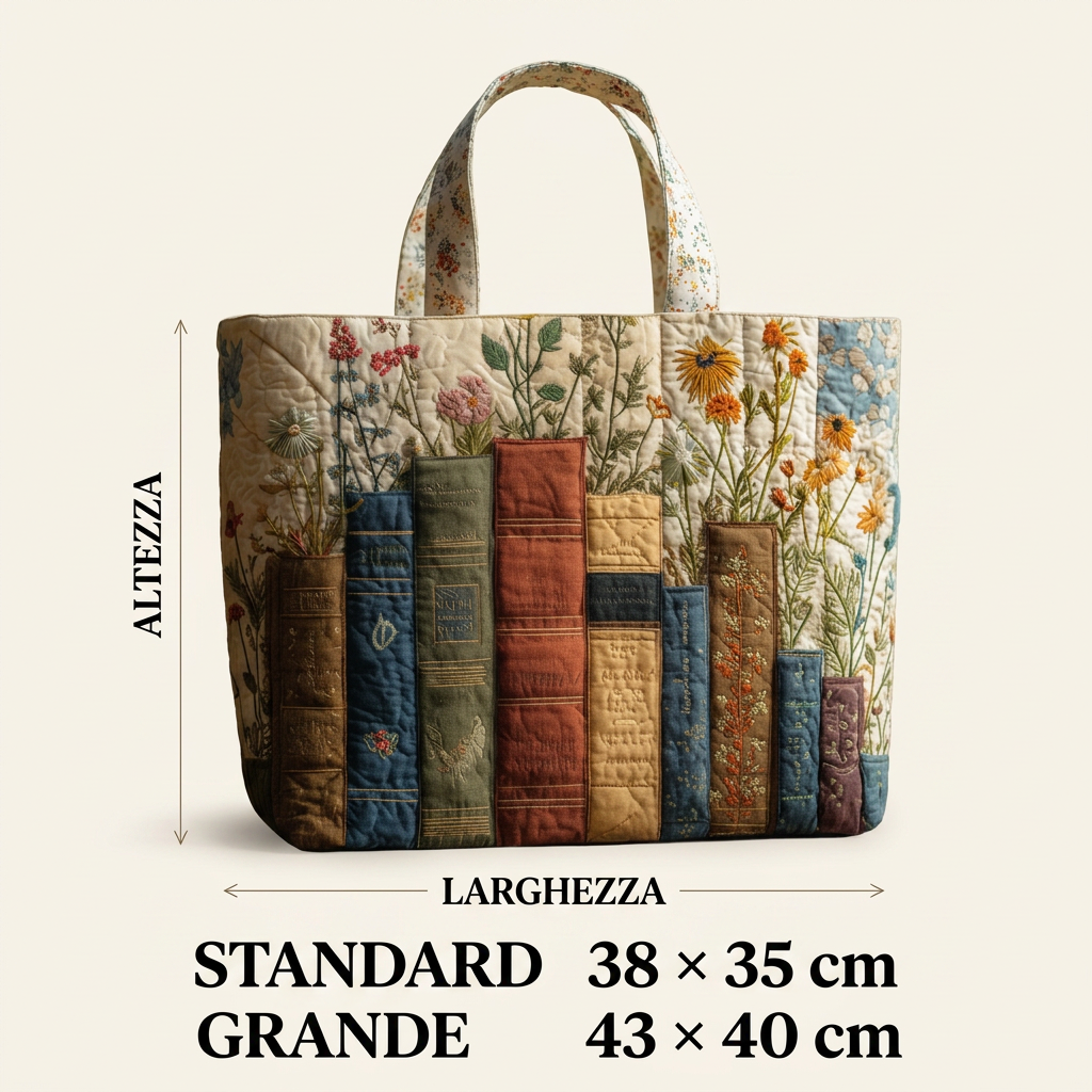 Books &amp; Flowers quilted tote for women