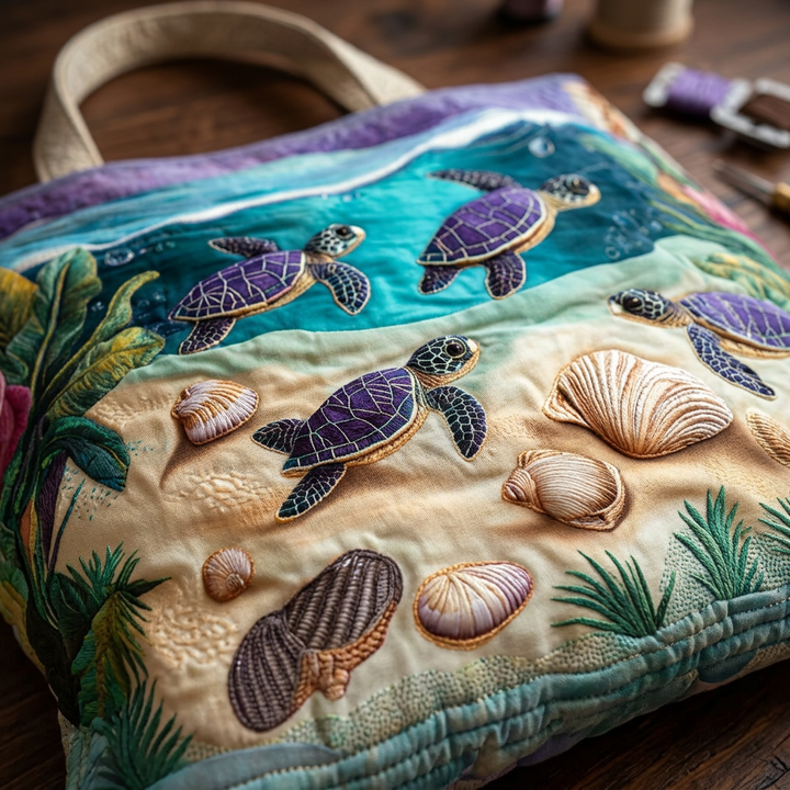Lagoon Fantasy quilted tote for women