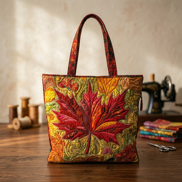 Maple at Sunset handmade quilted tote for women