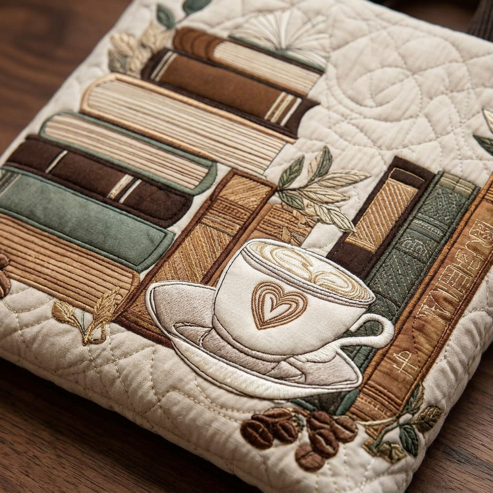 Coffee Lover handmade quilted tote for women