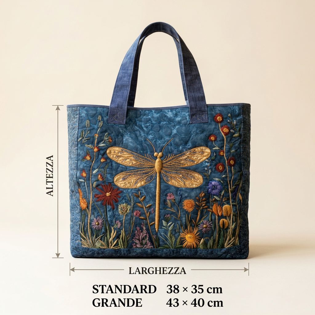 Golden Dragonfly quilted tote for women