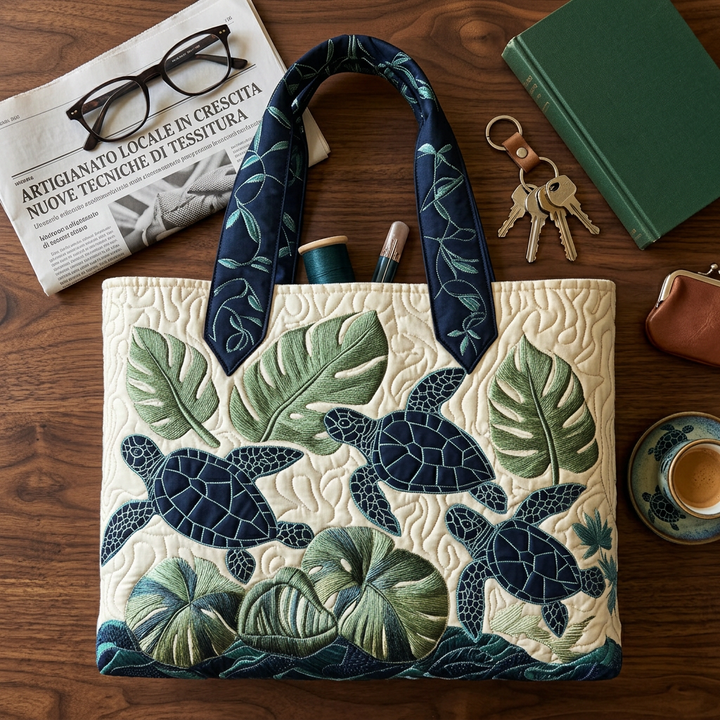 Sea Turtle quilted tote for women