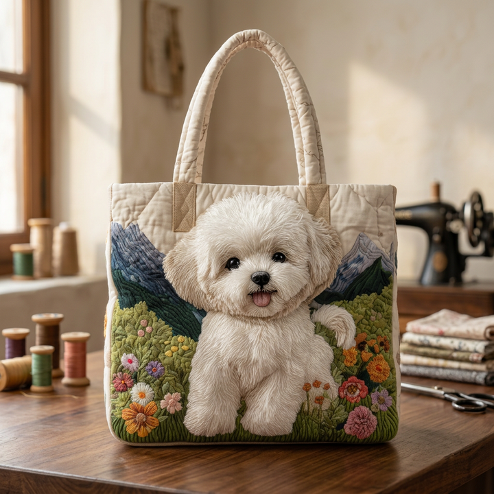 Magical Dog handmade quilted tote for women