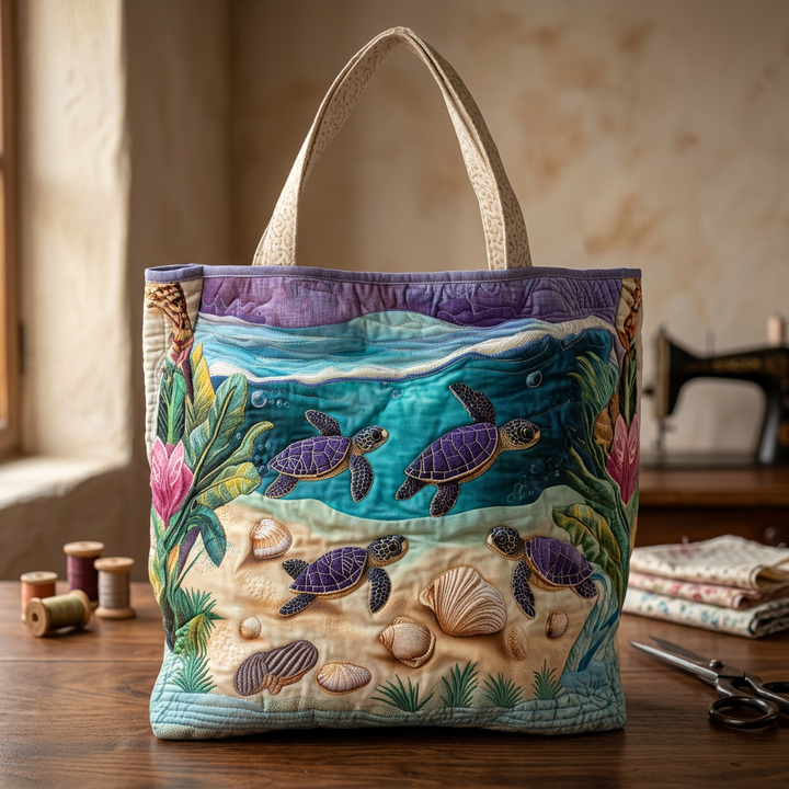 Lagoon Fantasy quilted tote for women