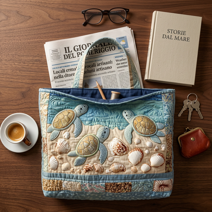 Sea Turtles quilted tote for women