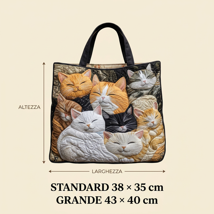 Sleeping Kittens quilted tote for women