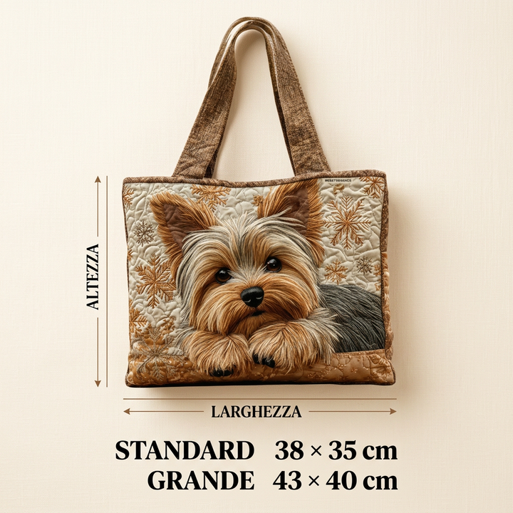 Sweet Yorkie handmade quilted tote for women