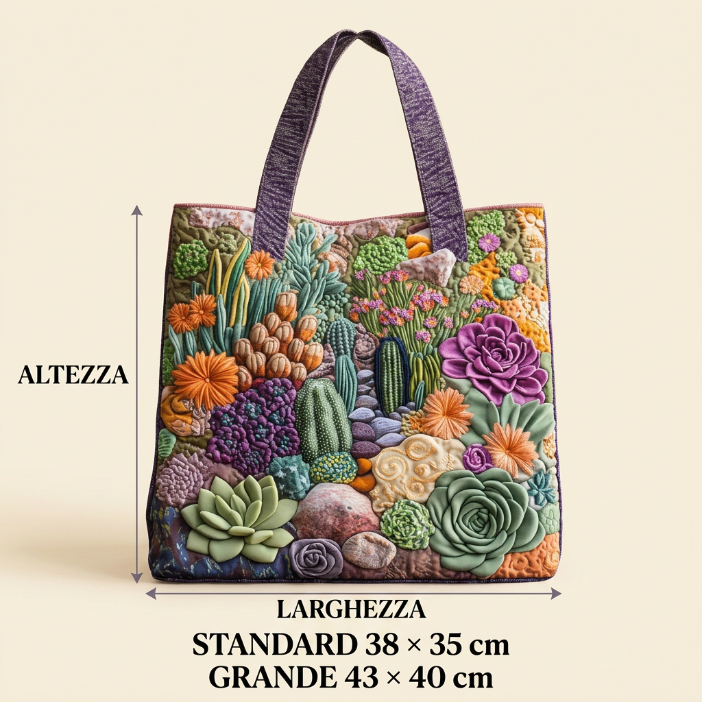Succulent Garden floral quilted tote for women