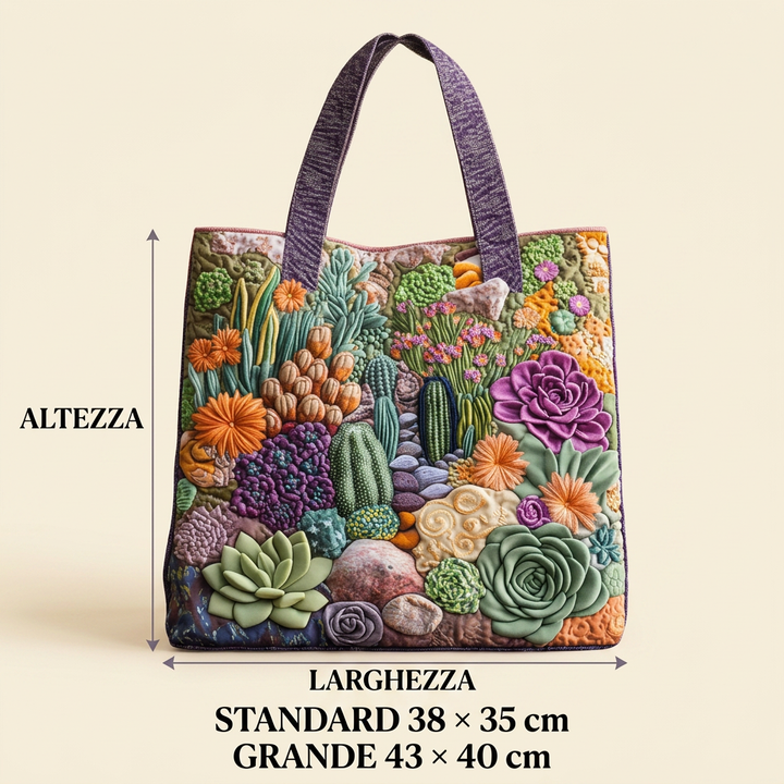 Succulent Garden floral quilted tote for women