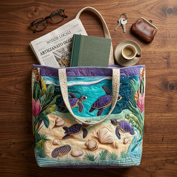 Lagoon Fantasy quilted tote for women