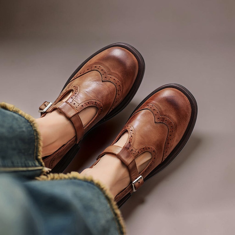 Verda vegan leather Mary Jane flats for women
