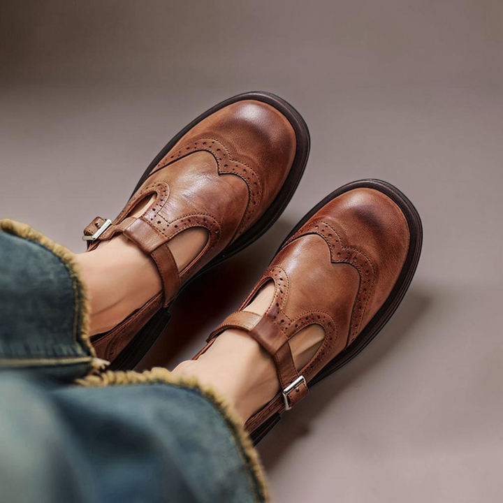 Verda vegan leather Mary Jane flats for women
